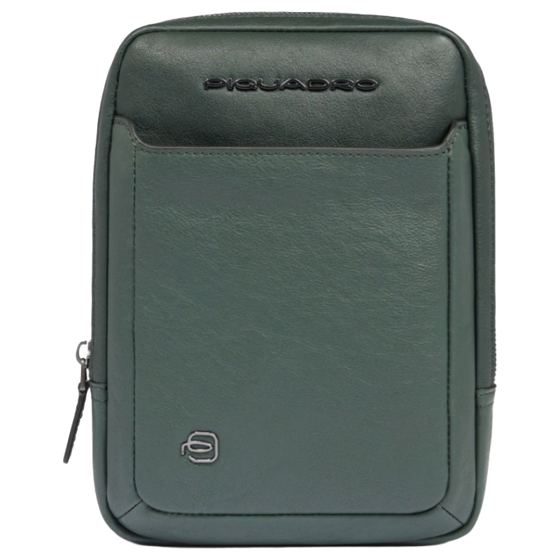 Piquadro Men's Black Square Crossbody Bag Green 