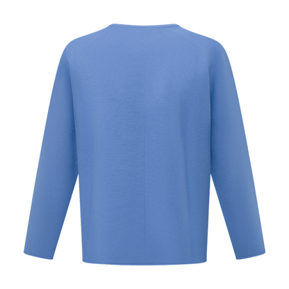 Fynch Hatton Knitted Women's V-Neck Jumper Sky Blue