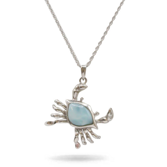 Marahlago Crab Necklace Larimar Silver