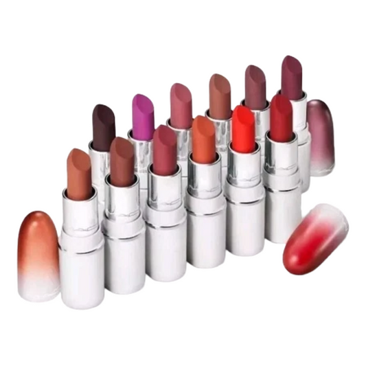MAC Lips By The Dozen Lipstick Set x 12 Mini Powder Kiss Nude Pink 