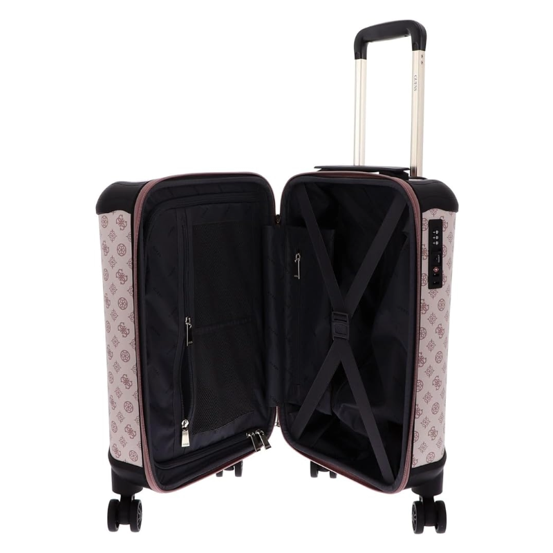 Guess Wilder Travel 18” 4G Peony Logo Spinner Hand Luggage Carry On Suitcase, Light Nude