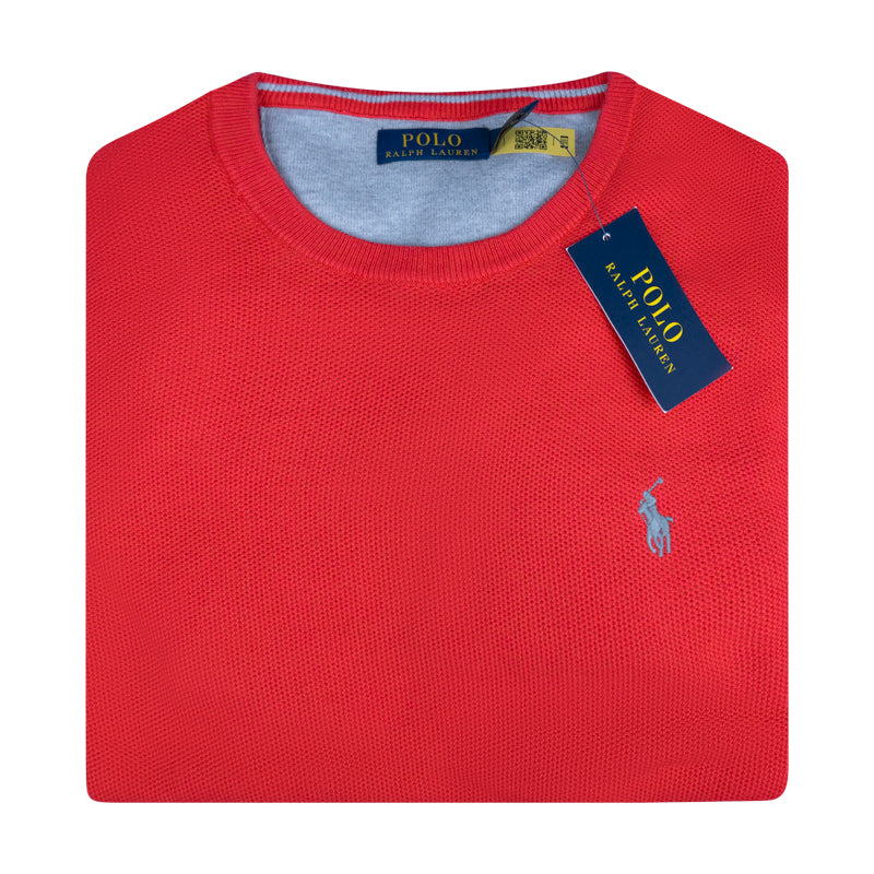 Ralph Lauren Polo Textured Cotton Crewneck Jumper Red