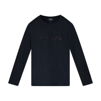 Armani Jeans Logo Long Sleeved Navy T-Shirt 6Y5T20 Women's