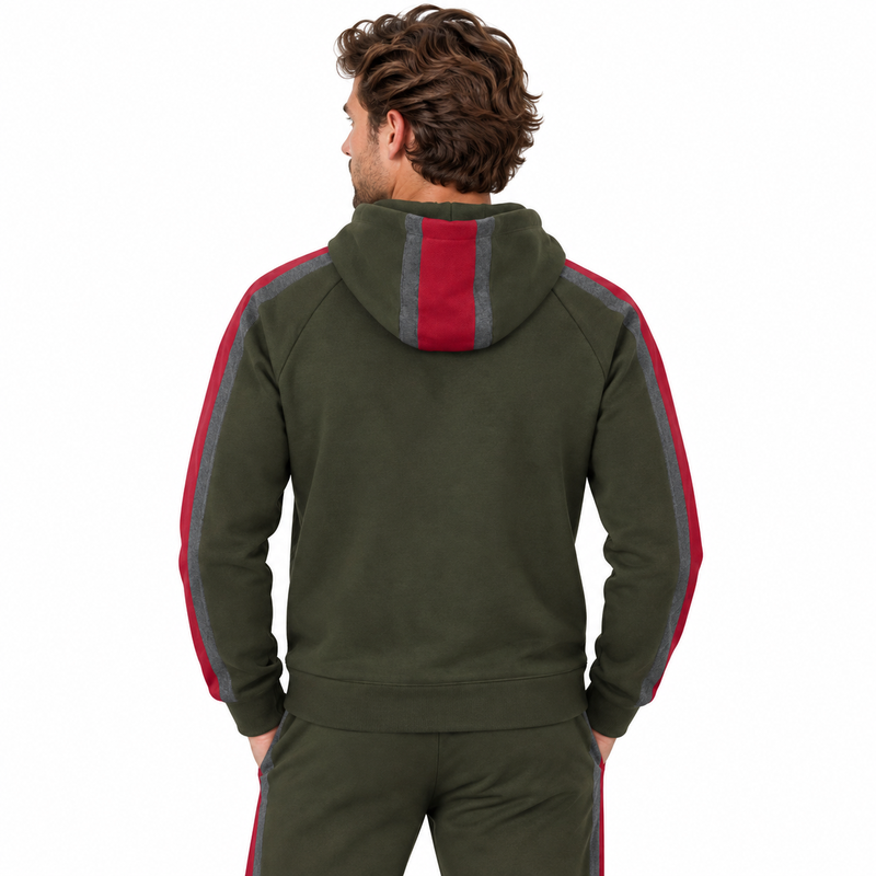 Armani Men's Green & Red Zipped Sweatshirt