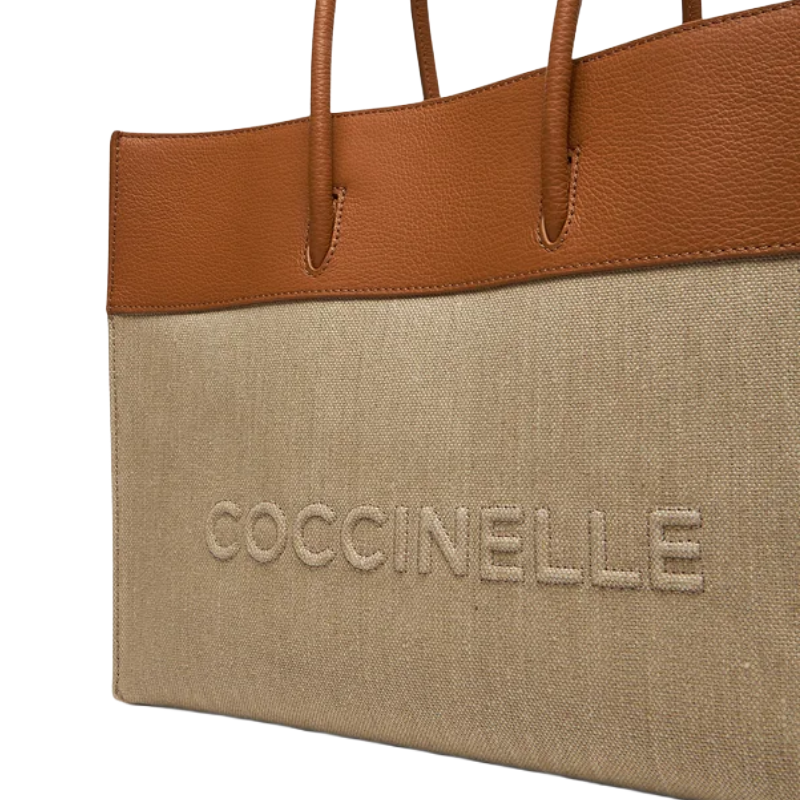 Coccinelle Women's Myrtha Maxi Log Handbag Noir Leather Natural / Cuir