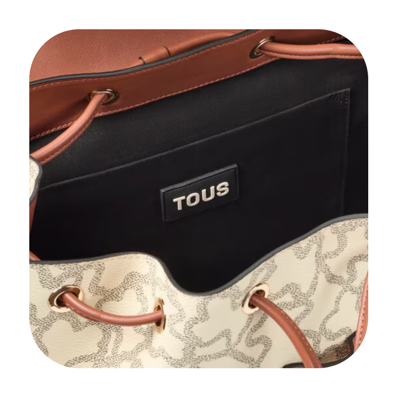 Tous Kaos Icon Beige & Brown Canvas Backpack Bag
