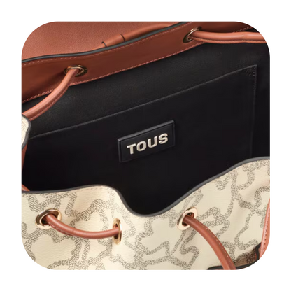 Tous Kaos Icon Beige & Brown Canvas Backpack Bag