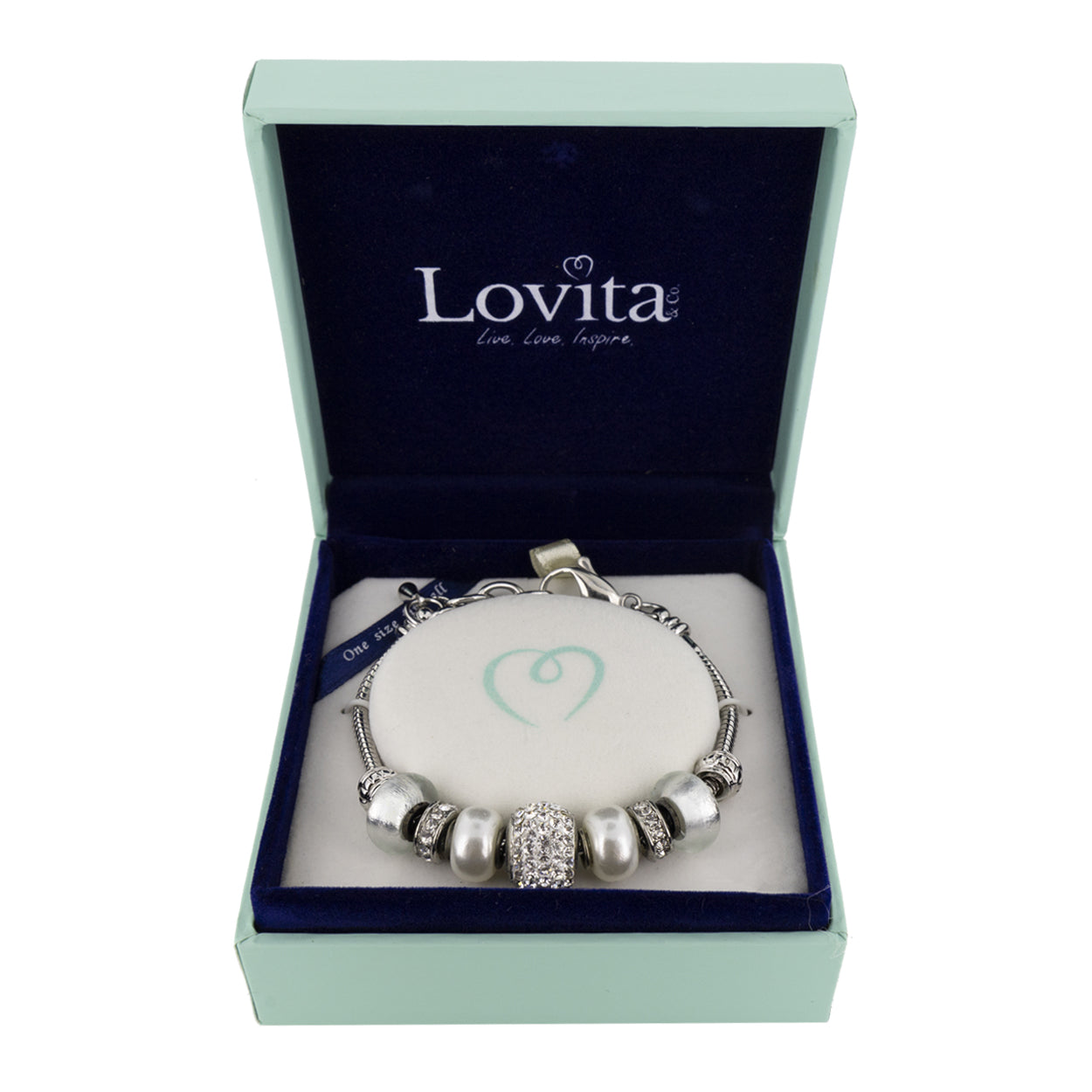 Lovita Charm Bracelet Silver Crystal