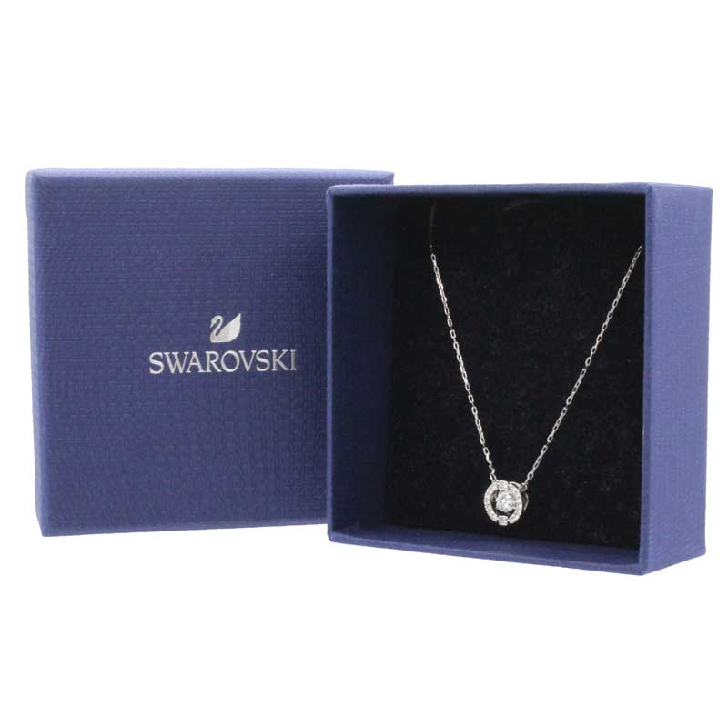 Swarovski Crystal Blue Rhodium-Plated Square-Cut Angelic Pendant Necklace |  REEDS Jewelers