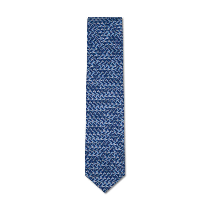 Salvatore Ferragamo Silk Clip Print Tie Blue