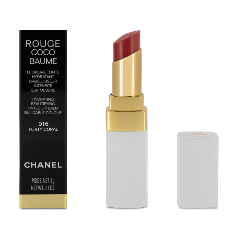 Chanel Rouge Coco Baume Hydrating Beautifying Tinted Lip Balm #916 Flirty  Coral
