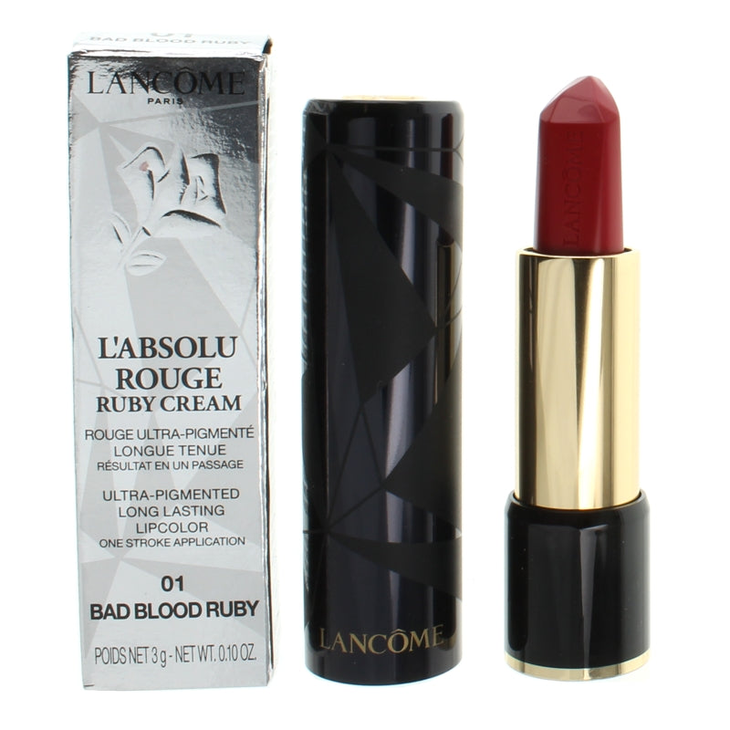 Lancome L'Absolu Rouge Ruby Cream Ultra-Pigmented Long Lasting Lipstick 01 Bad Blood Ruby
