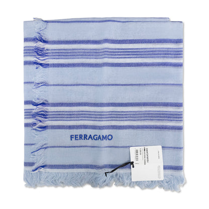 Salvatore Ferragamo Striped Scarf Light Blue