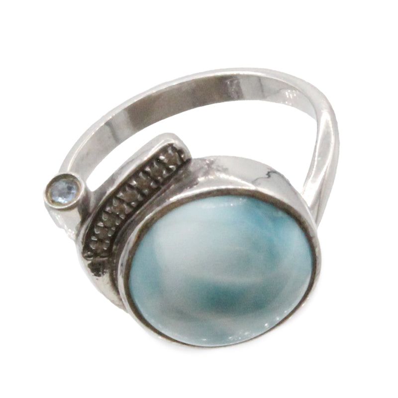 Marahlago Como Ring Larimar With Blue Sapphire Size 7