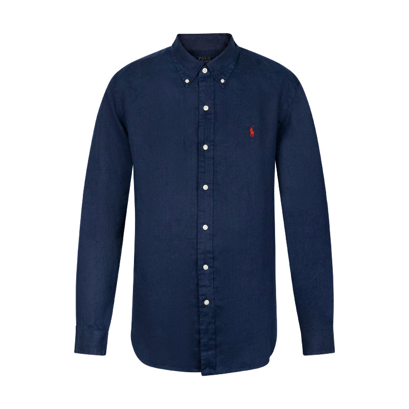 Ralph Lauren Linen Shirt | Custom Fit | Navy Blue