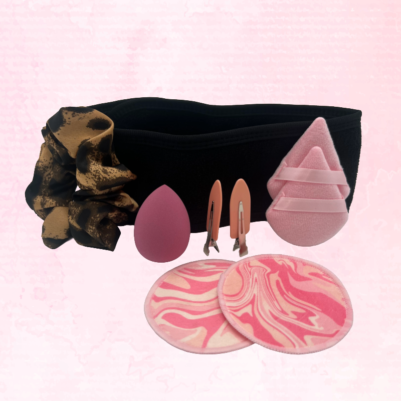 Makeup Accessories Set Sponge, Puffs, Hair Clips & Headband