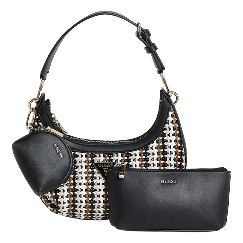 Guess Handbag Black/Multi With Wallet & Pouch WG920412 
