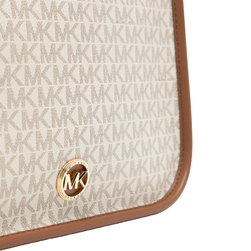 Michael Kors Luisa Large Leather Messenger Bag Vanilla/Brown 