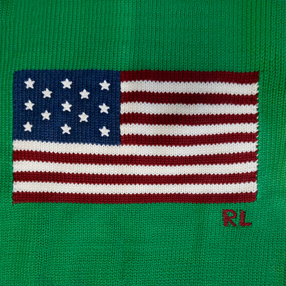 Ralph Lauren Men's Knitted the Iconic Flag Thick Jumper Green Extra Large