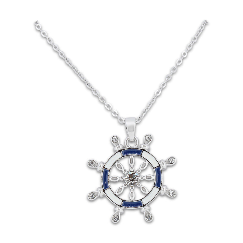 Khloelle Silver And Blue Wheel Necklace LC0070796