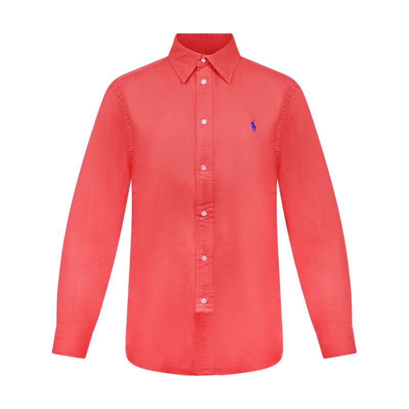 Ralph Lauren Slim Fit Cotton Blouse Shirt Coral Womens