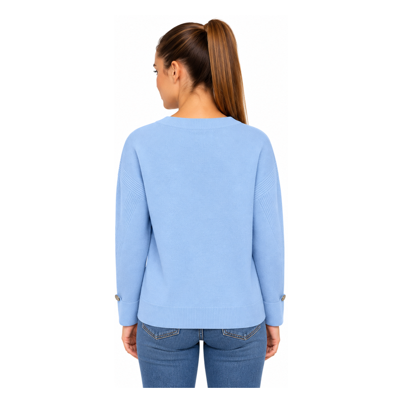 Marc Cain Women's Knitted Wool Cashmere Jumper Dark Summer Sky