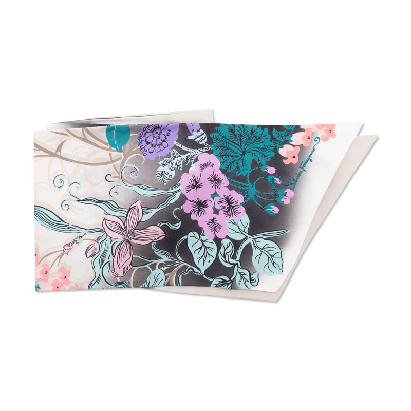 Salvatore Ferragamo Black Beige Multi Silk Scarf