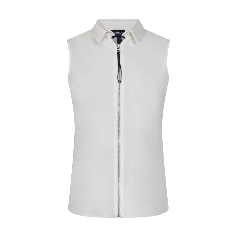 Armani Jeans Women's White Sleeveless Zip Shirt 