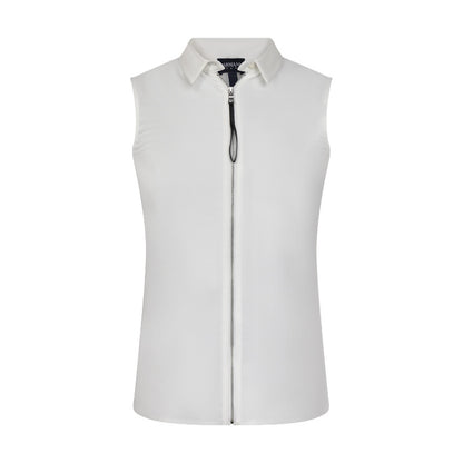 Armani Jeans Women's White Sleeveless Zip Shirt 