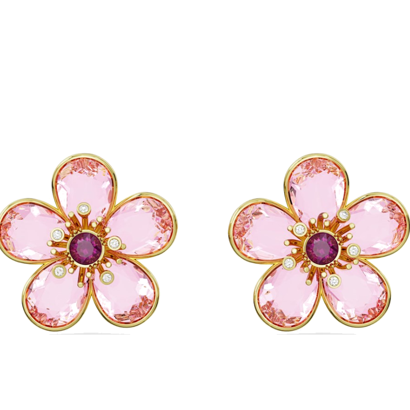 Swarovski Idylla Pink Flower Crystal Stud Earrings 5689691