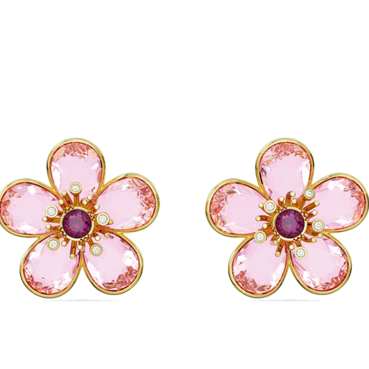 Swarovski Idylla Pink Flower Crystal Stud Earrings 5689691