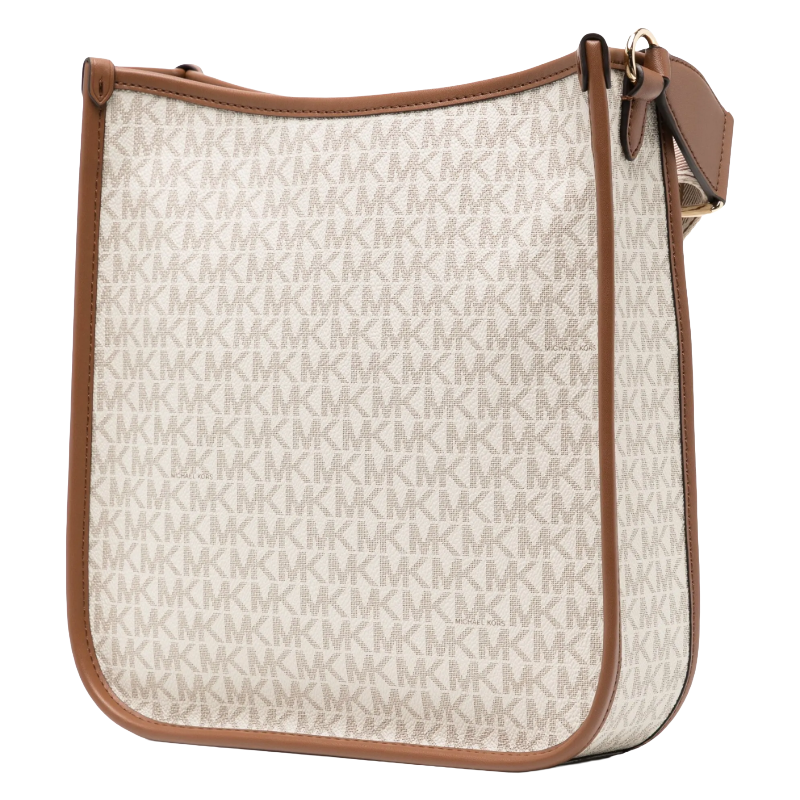 Michael Kors Luisa Large Leather Messenger Bag Vanilla/Brown 
