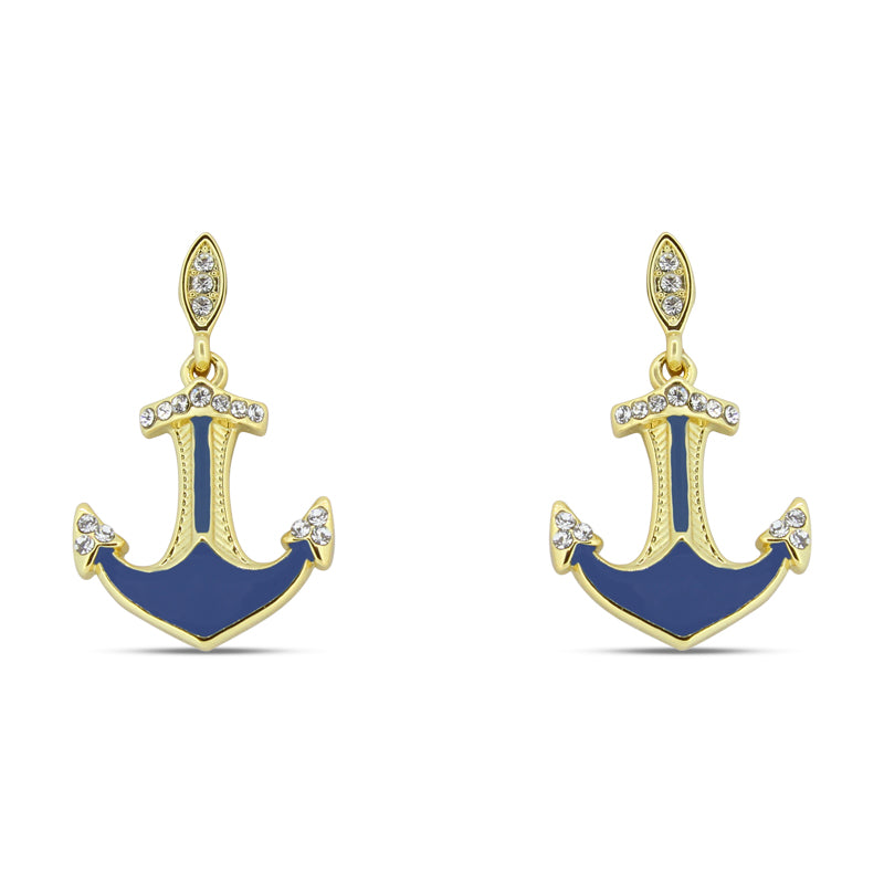 Gold and Blue Earrings Anchor Khloelle LC0070849