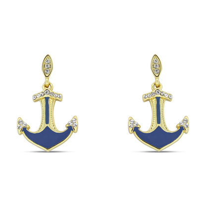 Gold and Blue Earrings Anchor Khloelle LC0070849