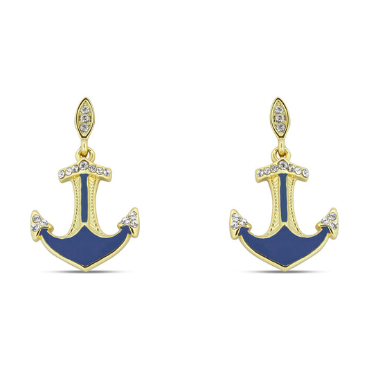 Gold and Blue Earrings Anchor Khloelle LC0070849