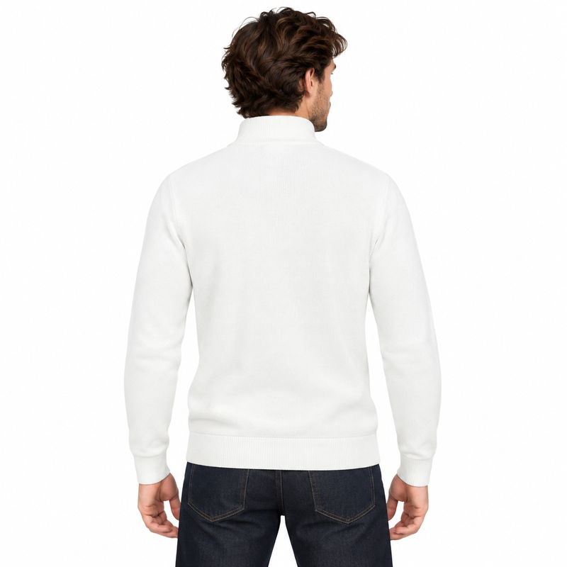 Ralph Lauren Mesh-Knit Cotton Quarter-Zip Jumper White Men's