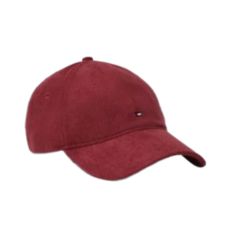 Tommy Hilfiger Men's Corduroy Baseball Cap Burgundy AM0AM12757