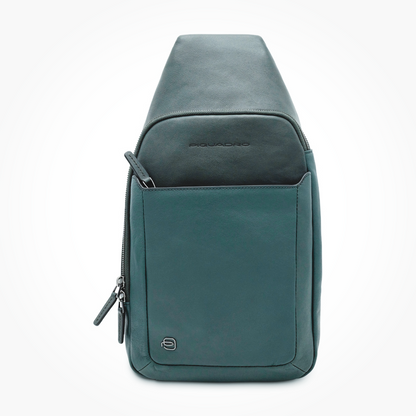 Piquadro Men's Square Leather Backpack/Crossbody Green