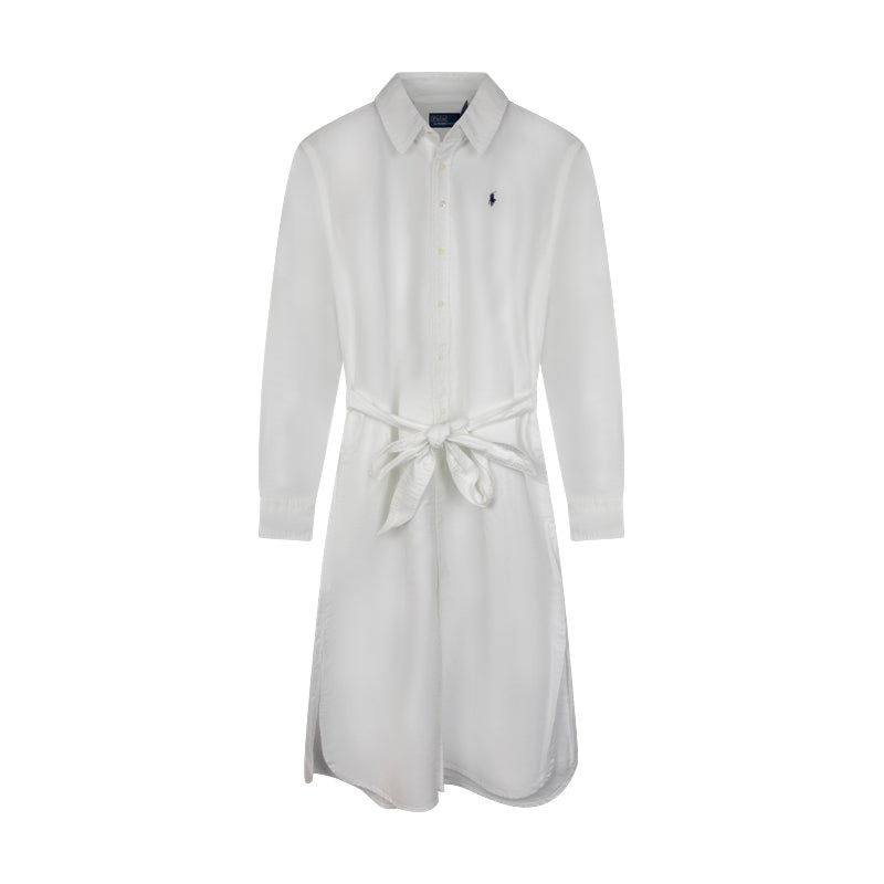 Ralph Lauren Women's Oxford Tuxedo Shirtdress White