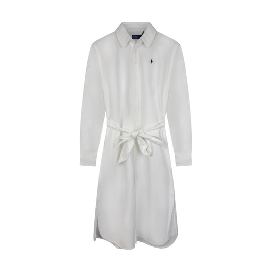 Ralph Lauren Women's Oxford Tuxedo Shirtdress White