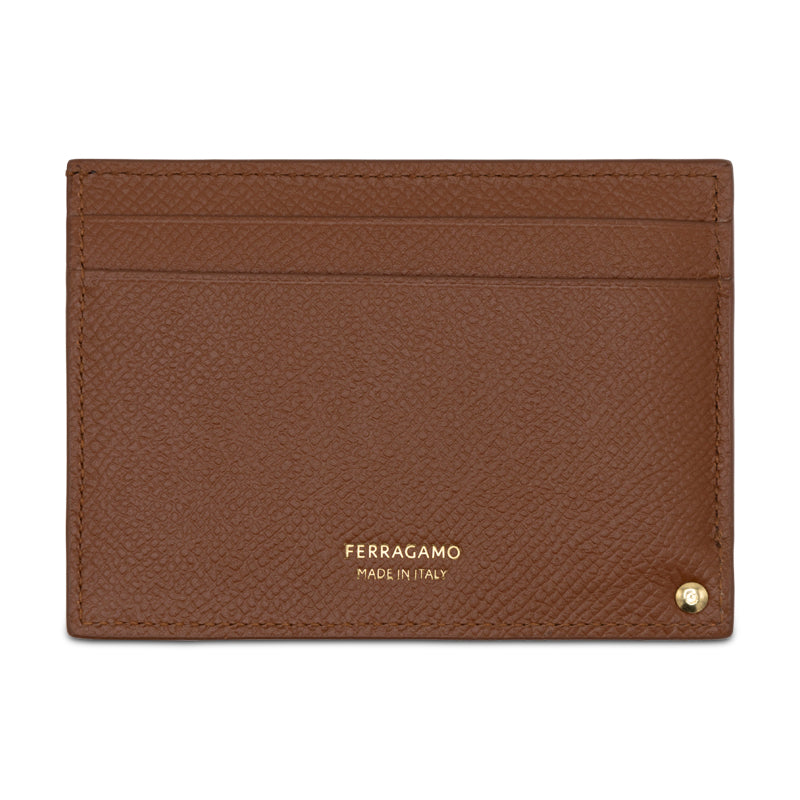 Salvatore Ferragamo Brown Leather Credit Card Holder