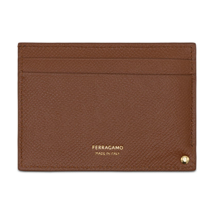 Salvatore Ferragamo Brown Leather Credit Card Holder