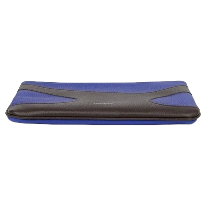 Salvatore Ferragamo Black & Blue Leather Cut-Out Leather Handbag Pouch