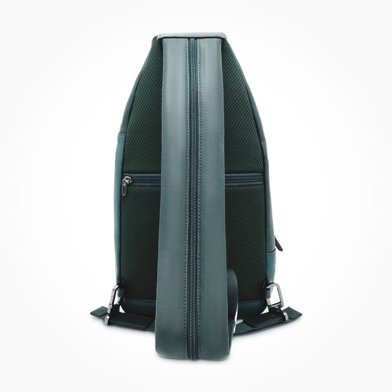 Piquadro Men's Square Leather Backpack/Crossbody Green