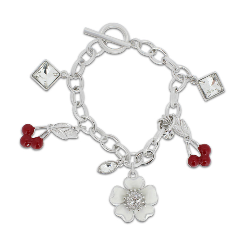 Khloelle White Flower Silver Bracelet LC0070875