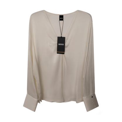 Hugo Boss Silk Women's Blouse Shirt Bidinta White