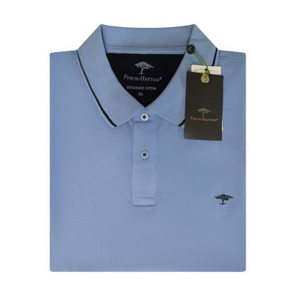 Fynch Hatton Men's Striped Collar Polo Shirt Light Sky Blue