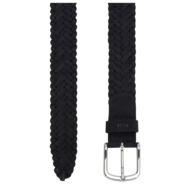 Hugo Boss Men's Woven Leather Belt Sash Dark Blue