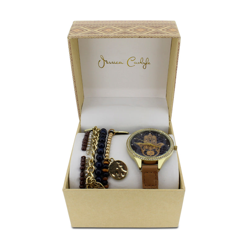 Jessica Carlyle Women's Gold Watch & Bracelet Set 1782