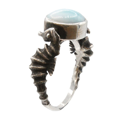 Marahlago Seahorse Ring Larimar Sterling Silver Size 7